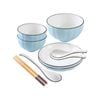 SOGA Blue Japanese Style Ceramic Dinnerware Set of 7