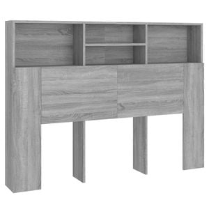 vidaXL Headboard Cabinet Home Organiser Wall Bookcase Shelf Grey Sonoma 140 cm Double