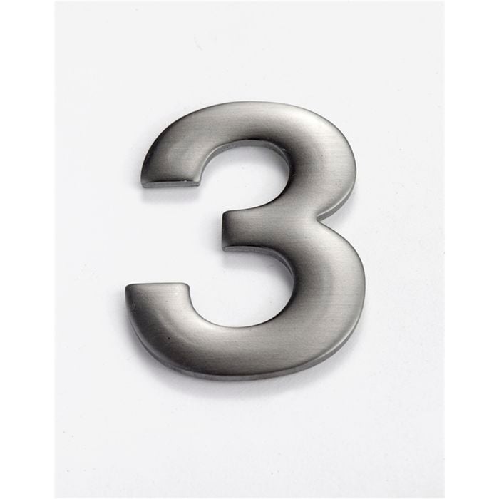 Sandleford Numeral "3" 50mm Self Adhesive Stainless Steel