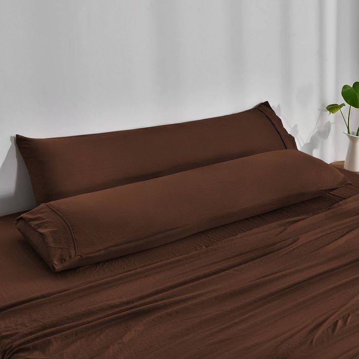 Dreamaker Superfine Washed Microfibre Body Pillowcase Twin Pack - Chocolate