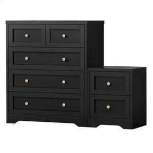 ALFORDSON 5 Chest of Drawers Bedside Table Set Black