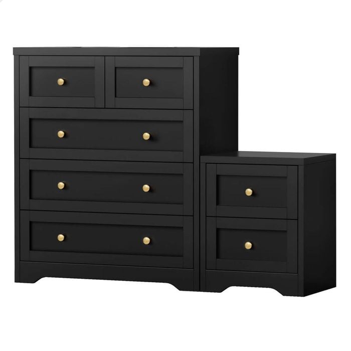 ALFORDSON 5 Chest of Drawers Bedside Table Set Black