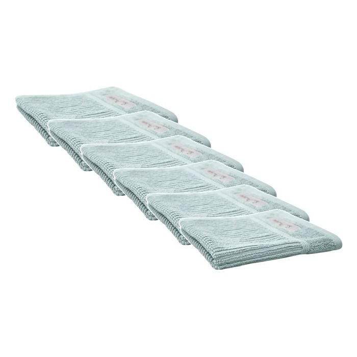 6x Bas Phillips Cairo Ribbed Towel Collection Cotton Face Washer 33cm Aqua Ice