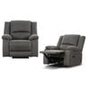 Anderson 2pc Set 1 Seater Fabric Electric Recliner Sofa Chair Latte Light Grey