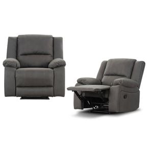Anderson 2pc Set 1 Seater Fabric Electric Recliner Sofa Chair Latte Light Grey