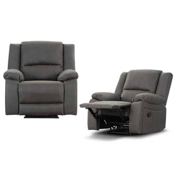 Anderson 2pc Set 1 Seater Fabric Electric Recliner Sofa Chair Latte Light Grey