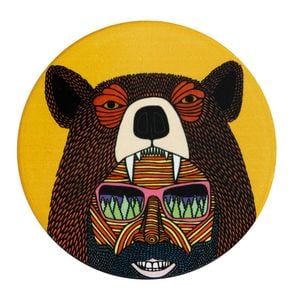 Maxwell & Williams Mulga The Artist 10.5cm Round Ceramic Coaster - Bear Man