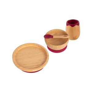 Tiny Dining 4pc Round Bamboo Suction Baby Feeding Set
