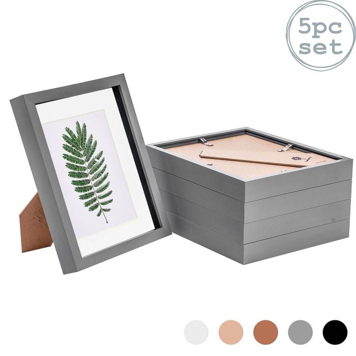 Nicola Spring Acrylic 3d Box Photo Frames With 5" X 7" Mounts - 8" X 10"  - Grey - Pack Of 5
