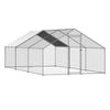 VEVOR 300x600x200cm Metal Chicken Coop with Cover Spire Roof Security Lock for Backyard