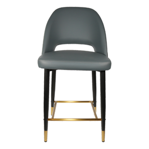 Durafurn 650mm High Anthracite Vinyl Semifreddo Counter Stool with Black Metal Legs
