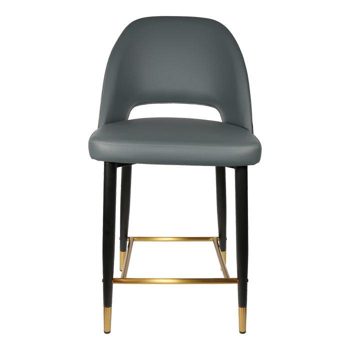 Durafurn 650mm High Anthracite Vinyl Semifreddo Counter Stool with Black Metal Legs