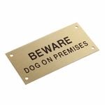 Sandleford 95 x 47mm Brass Beware Dog On Premises Sign