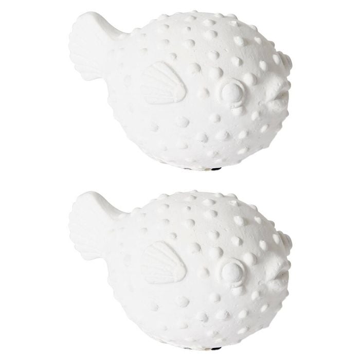 E Style Blow Fish Home Decorative Sculpture - 13 x 9 x 8cm 2 Pack