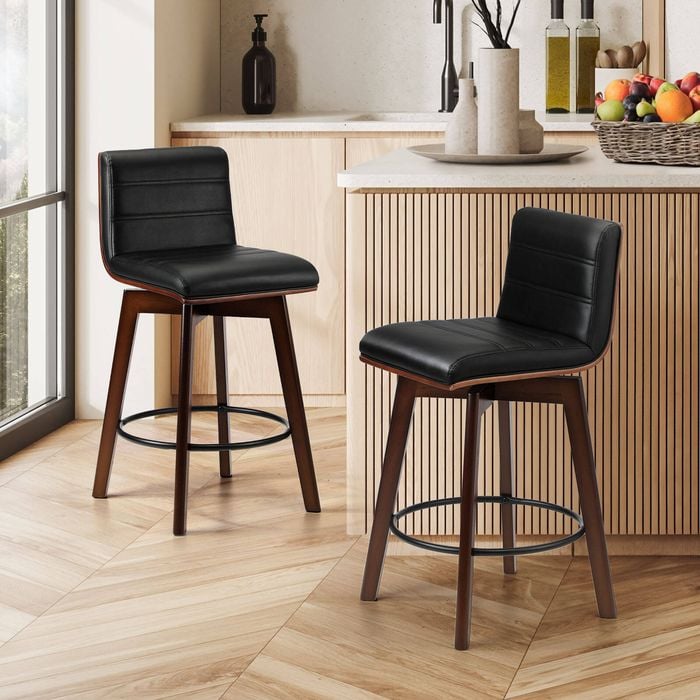 Oikiture 2X Bar Stools Swivel PU Leather Black Bunnings Australia