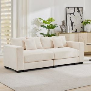 Homfurn 231cm Oversized 2 Seater Sofa, Corduroy Large Sectional Couches, 2 Seater Modern Deep Seat Sofa