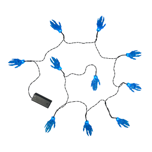 Galah Halloween Blue Skeleton Hand 10 LED String Lights