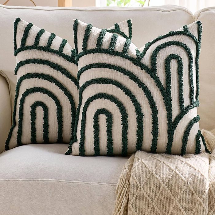 Gioia Casa 2-Pack Tufted Arch Cushion Covers 45cm x 45cm - Forest Green
