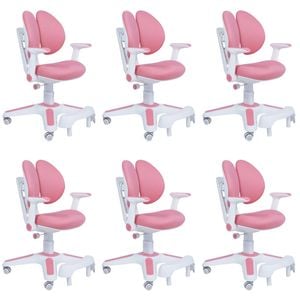 6x Ergonomic Children Kids Study Chairs Height Adjustable Pink