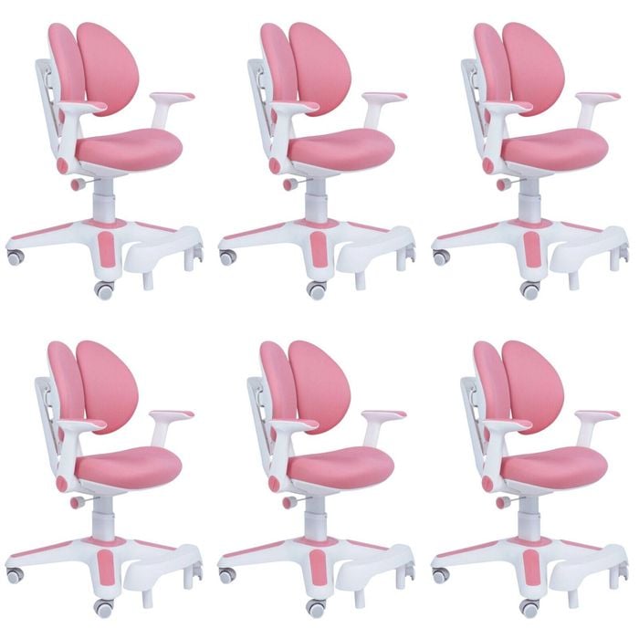 6x Ergonomic Children Kids Study Chairs Height Adjustable Pink