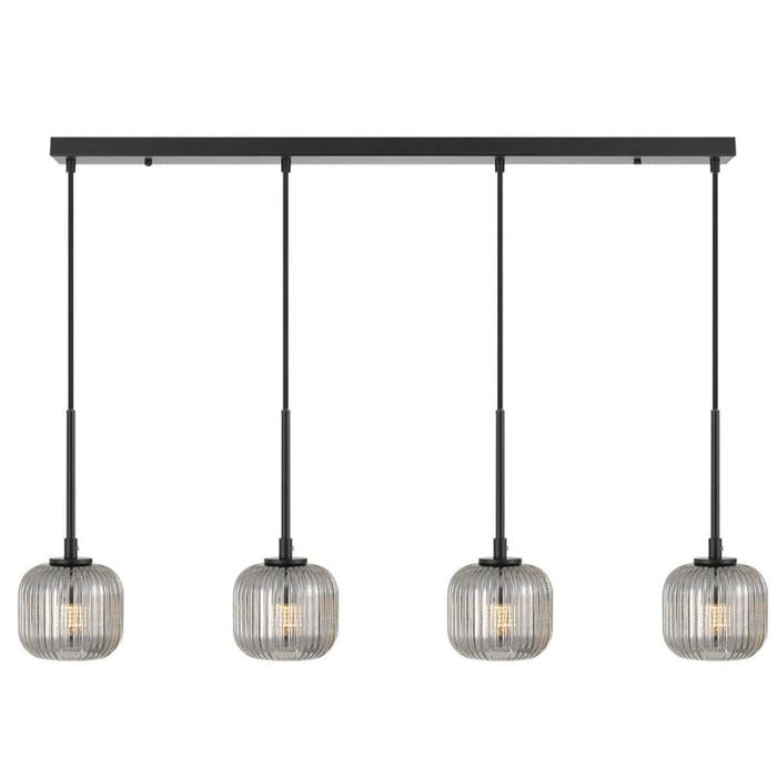 Telbix Bobo Modern Pendant Hanging Lamp Light Metal Glass Black Smoke Matte
