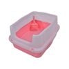 Yes4pets Large Deep Cat Kitty Litter Tray High Wall Pet Toilet Tray With Scoop Pink