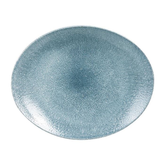 Churchill Studio Prints Raku Oval Coupe Plates Topaz Blue 317mm Dining Tableware Ceramic Table Plate Set
