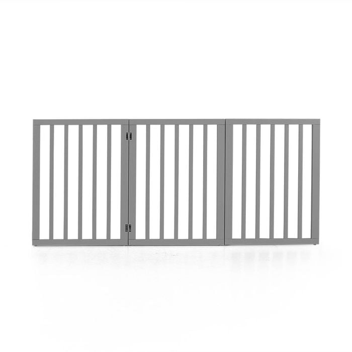 Petzly Pet Gate Dog Fence Safety Barrier Security Door 3 Panel 61cm Grey