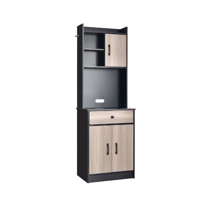 Costway 2 Door Tall Display Cabinet Pantry Cabinet 5 Adjustable Shelves Kitchen Bathroom Laundry Black