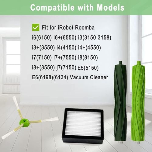 Kit di Accessori per iRobot Roomba i7 i7+ j7 j7+i3 i3+ i4 i4+ i6 i6+E5 E6 Aspirapolvere, Spazzole Ricambi per Roomba Serie e/i/j, 3 set di Spazzola in Gomma, 10 HEPA Filtri