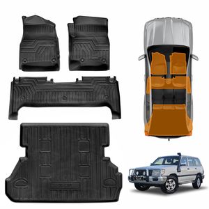 Floor Mats Boot Liner Set For Toyota Land Cruiser 100 Series 1998-2007 Without 3rd Row Seat All Weather Heavy Duty Trunk Tray