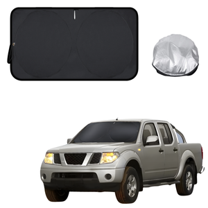 Front Windscreen Sun Shade for Nissan Navara Dual Cab 2005 - 2014 (D40 ST/STX) - Standard 150 x 85 cm - Black