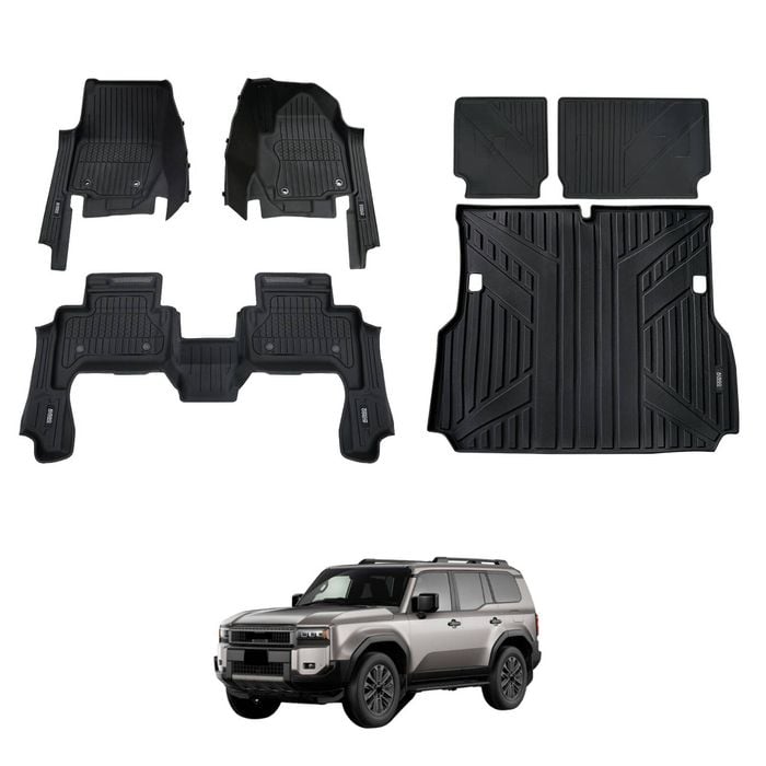 AUSGO Injection Floor Mats Boot Liner Back Seat Protector Set for Toyota LandCruiser Prado 250 Series 5-Seat 2024-Onwards