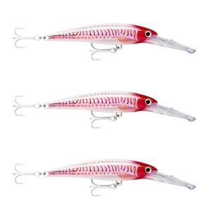 3x Rapala 16cm X Rap Magnum 30 Deep Diving Trolling Lures - HD Red Head UV