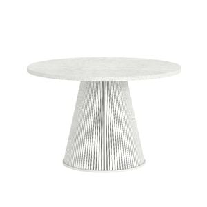 Cosmoliving White Round Dining Table 1200mm - Fluted Base