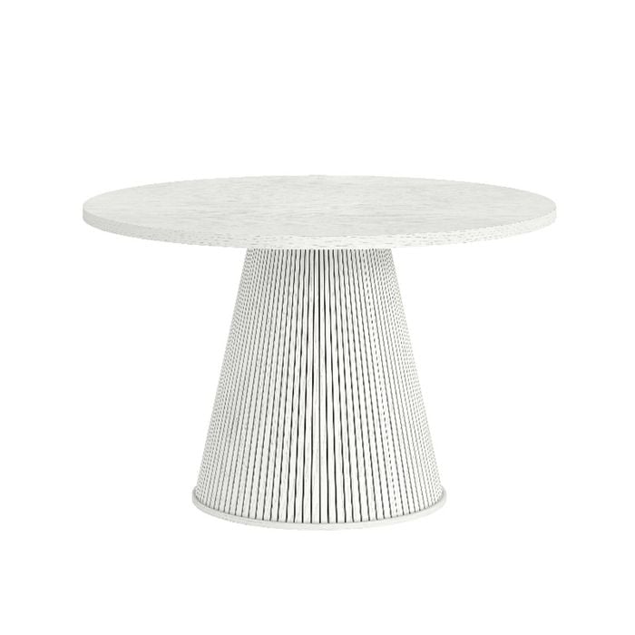 Cosmoliving White Round Dining Table 1200mm - Fluted Base