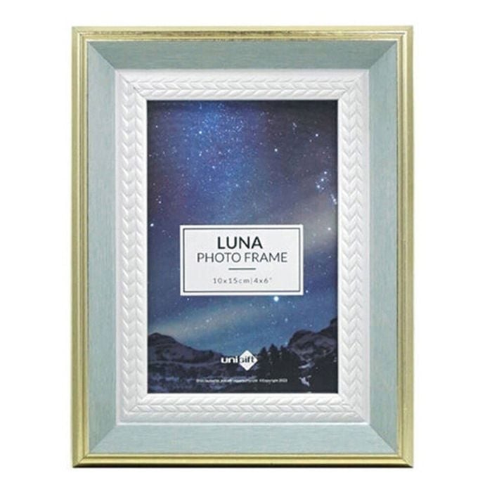 Unigift Luna Gold Trim Border Glass Picture Photo Frame 10x15cm Green