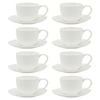 8PK Ecology Fine Bone China Canvas Espresso Cup & Saucer 100ml/12.5cm White