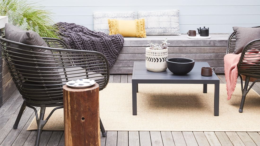 outdoor setting with furniture and bbq