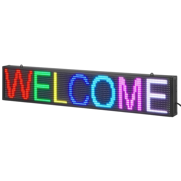 VEVOR 99x19cm Programmable LED Sign DIY Custom Text Animation Pattern Display Board