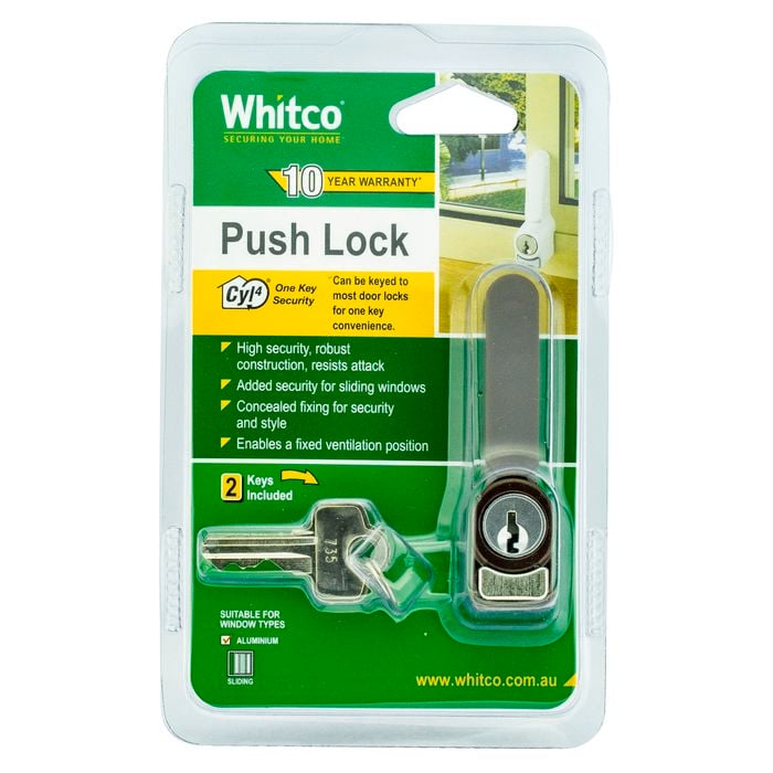 Whitco Sliding Window Push Lock - Mahogany