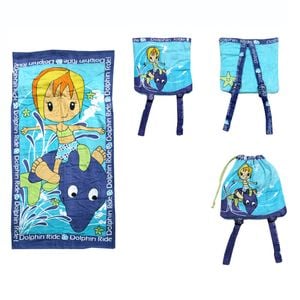 Kids Beach Towel N Bag Dolphin 75 x 150 cm