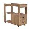 Costway 2-drawer Sofa Side Table Rolling Narrow Nightstand Natural