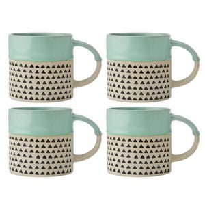 4PK Mikasa 390ml Wax Resist Glaze Coffee Mug Cup Clay Green