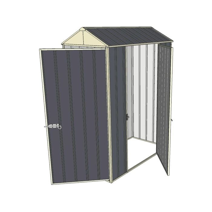 Build-a-Shed 0.8 x 1.5 x 2.1m Gable Single Hinged Door Shed with Single Hinged Side Door - Grey