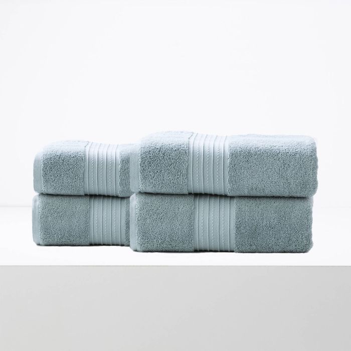 4pc Renee Taylor Brentwood Bath Sheet/Towel Low Twist Cotton 650 GSM Gray Mist