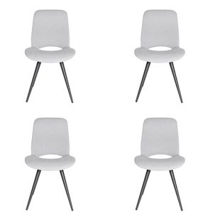 SK Designer Living | Pack of 4 | Sabby Upholstered Dining Chair | Black Legs - Light Grey Fabric