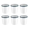6pc Urban Style Enamelware 350ml Blue Rim Tumbler - White