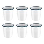 6pc Urban Style Enamelware 350ml Blue Rim Tumbler - White