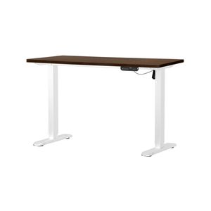 Oikiture Electric Standing Desk Single Motor White Frame 120CM Walnut Tabletop